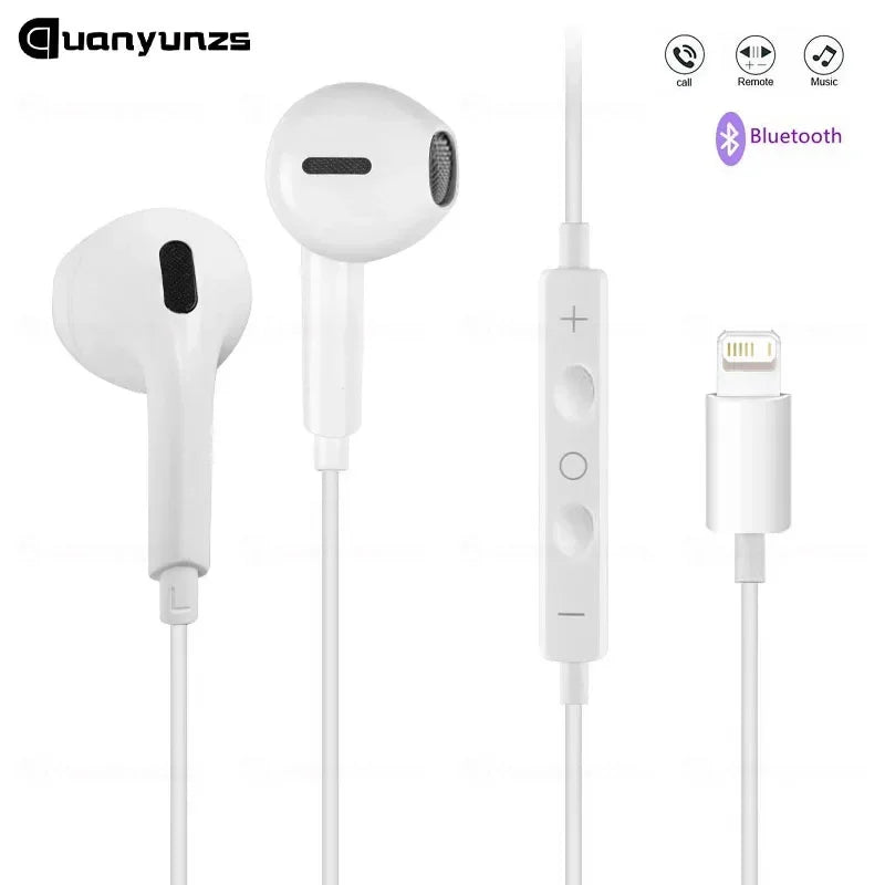 In Ear Earphones For Apple iPhone 16 15  14 13 12 11 Stereo Sound Wired Earbud Bluetooth-compatible Headset 3.5mm For all phone