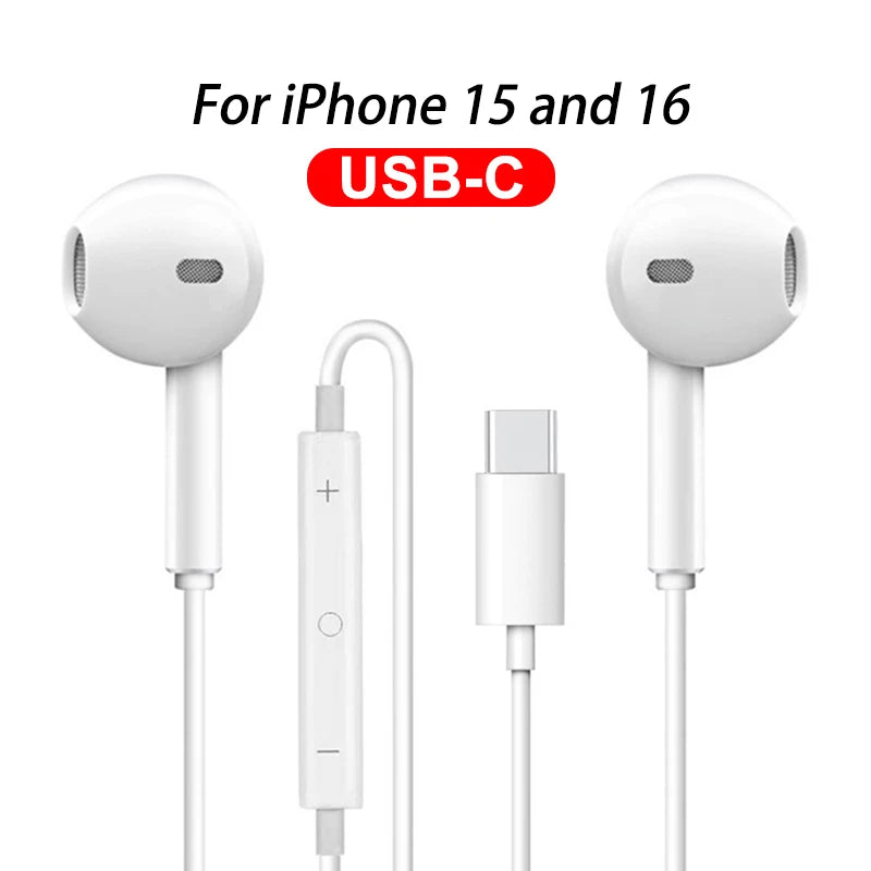 In Ear Earphones For Apple iPhone 16 15  14 13 12 11 Stereo Sound Wired Earbud Bluetooth-compatible Headset 3.5mm For all phone